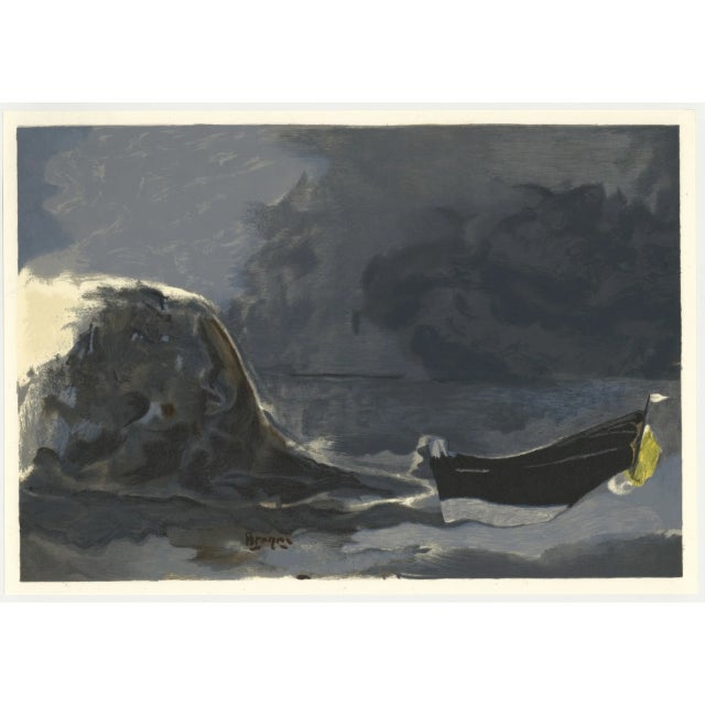 Artist: Georges Braque Country: France Title: Marine Noire 1960 Medium: Lithograph Marks: Signed in plate Size: 9 5/8 x 13...