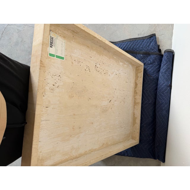 1990's Kreiss Collection Minimalist Low-Profile Nightstands With Travertine Tops – A Pair For Sale - Image 9 of 12