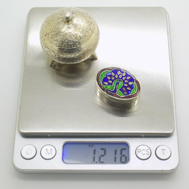 Vintage Italian Silver Duo Pill Trinket Boxes with Tripod Feet, 1980s, Set of 2 For Sale - Image 11 of 13