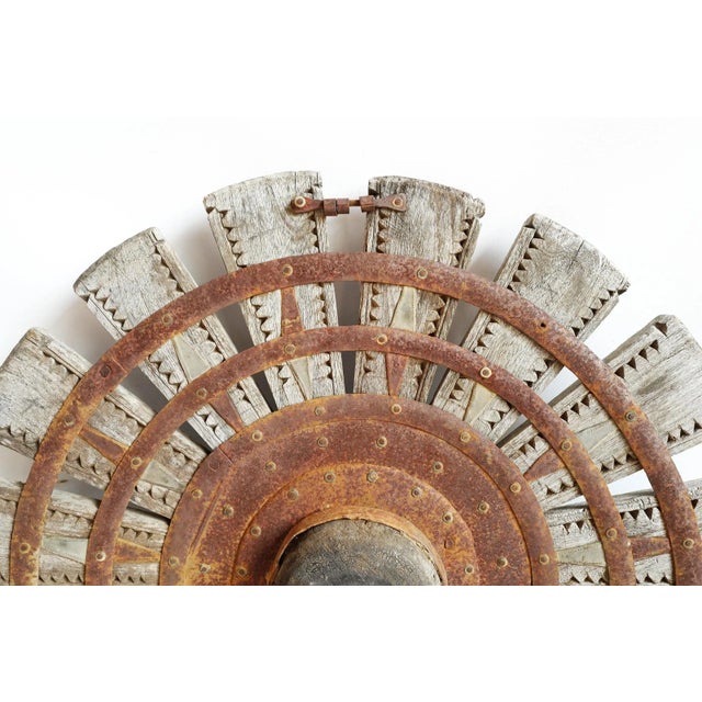 Vintage India Wood Sewing Wheel For Sale - Image 11 of 12