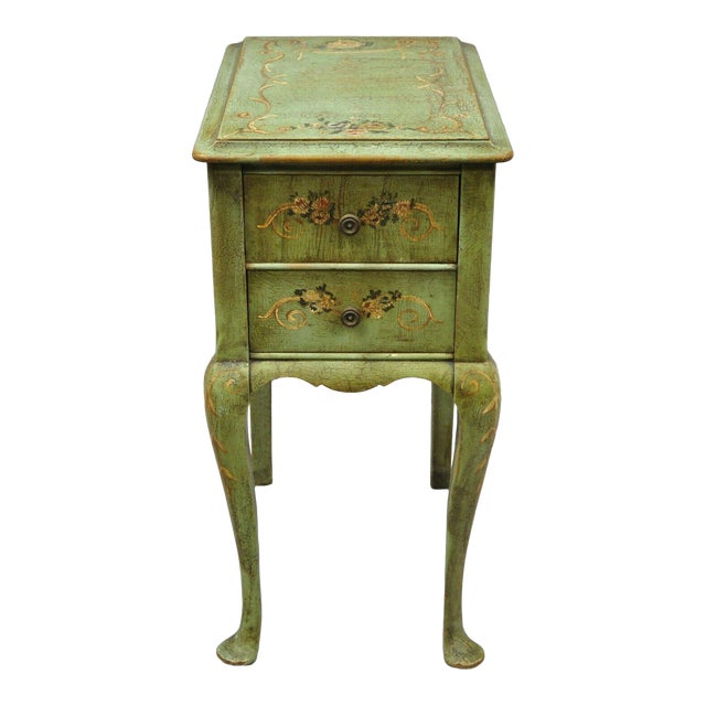 Antique French Adams Style Green Floral Nightstand Chairish