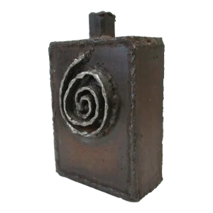 Brutalist Steel Vase by Jim Heneveld in the Style of Paul Evans