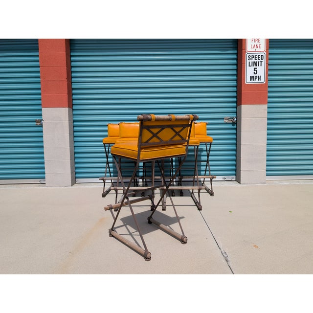 Black Vintage Mid Century Attributed to Cleo Baldon Barstools for Terra, Los Angeles – Iron, Oak & Leather For Sale - Image 8 of 18