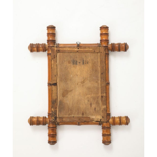 Brown Small Faux Bamboo Carved Frame Mirror, England 1940s For Sale - Image 8 of 8