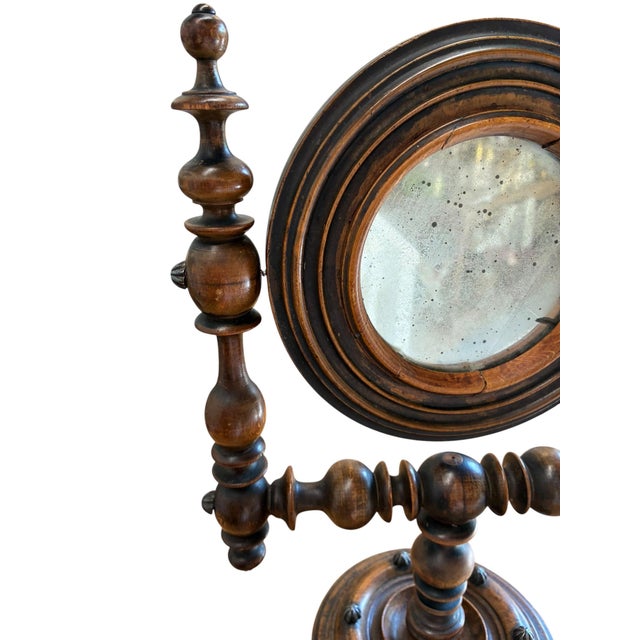 Wood Antique Victorian Walnut Swivel Dresser Mirror For Sale - Image 7 of 10