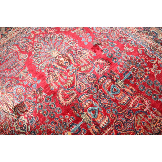 Red Antique Zabihi Collection Large Persian Sarouk - 12'1" x 15'2" For Sale - Image 8 of 9