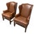 Bespoke Leather Wingback Armchairs, Pair For Sale