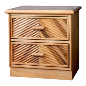 1980s Pencil Red Coastal Side Table With Drawers