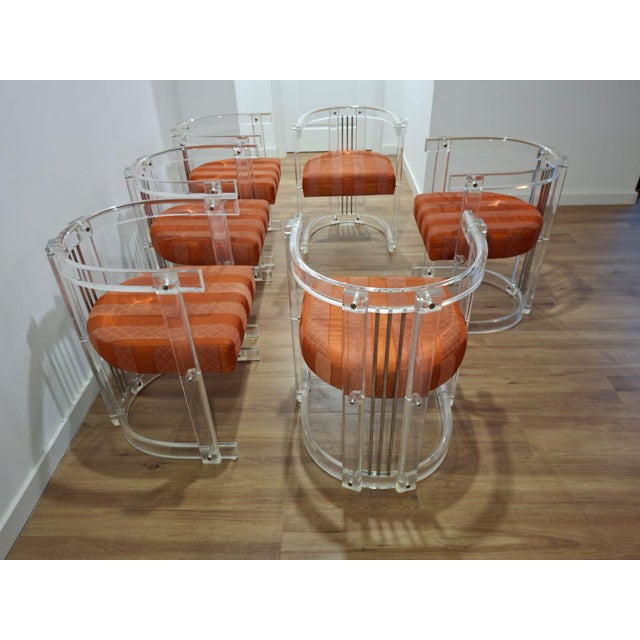 Vintage Acrylic and Chrome Chairs, Italy, 1970s, Set of 6 For Sale - Image 17 of 18