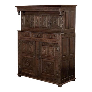 18th Century English Renaissance Two-Tiered Oak Cabinet For Sale
