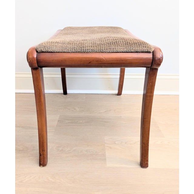 T.H. Robsjohn Gibbings Vintage Mid Century Saber Legged Bench Ottoman Cherry Styled After Gibbings For Sale - Image 4 of 12