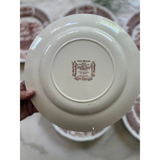 Brown Vintage English Brown Transferware Plates by Alfred Meakin in Fairwinds Pattern - Set of 6 For Sale - Image 8 of 10