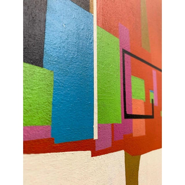 Green Modernist Geometric Painting, 1971 For Sale - Image 8 of 13