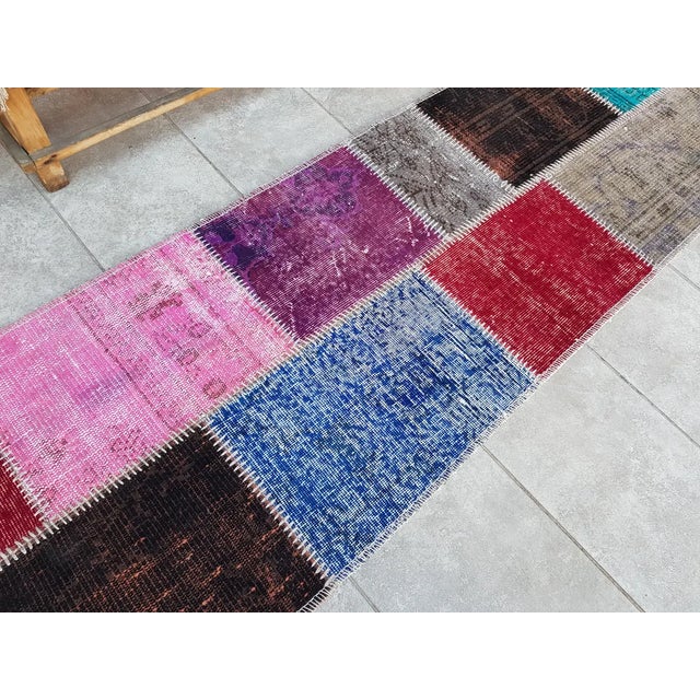 Mid 20th Century Bohemian Handknotted Wool RunnerBohemian Handknotted WooL Runner For Sale - Image 9 of 10