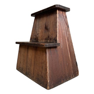 Taishō Minimalist Fumidai Wooden Step Stool, Japan, 1920s For Sale