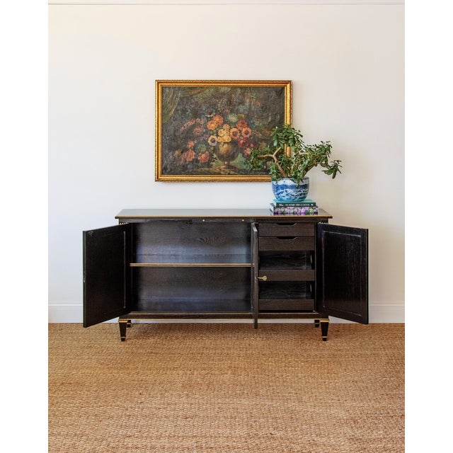 1960s Vintage Black Lacquer and Gilt Sideboard For Sale - Image 5 of 5