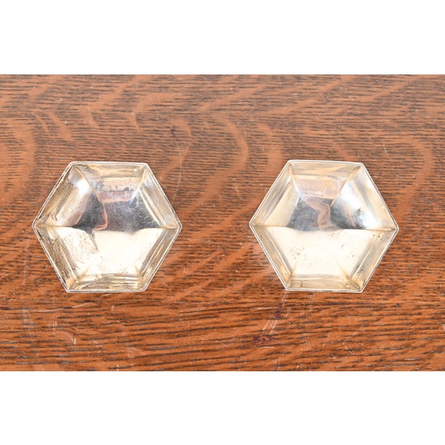 Early 20th Century Tiffany & Co. Antique Art Deco Sterling Silver Salt Cellars, Pair For Sale - Image 5 of 9