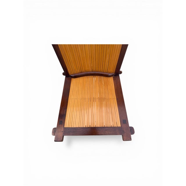 Asian Rustic Javanese Vintage Wooden Dinning Chairs With Slatted Bamboo Back and Seat For Sale - Image 3 of 9