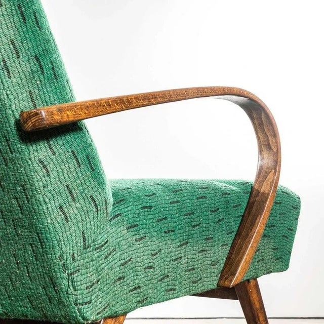 Armchairs with Geometric Slub Jacquard Upholstery by Jaroslav Šmídek, 1950s For Sale - Image 4 of 10
