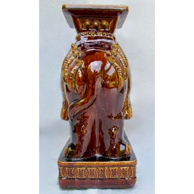 C .1960-69 South Vietnam, Porcelain Ceramic Brown Glazed Elephant Garden Stand Stools, and/or Drinks Table -Pair For Sale - Image 10 of 18