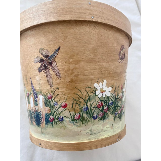 Vintage Indoor Wooden Folk Art Country Cottage Farmhouse Motif Hand-Painted Planter/Basket/Bucket For Sale - Image 18 of 18