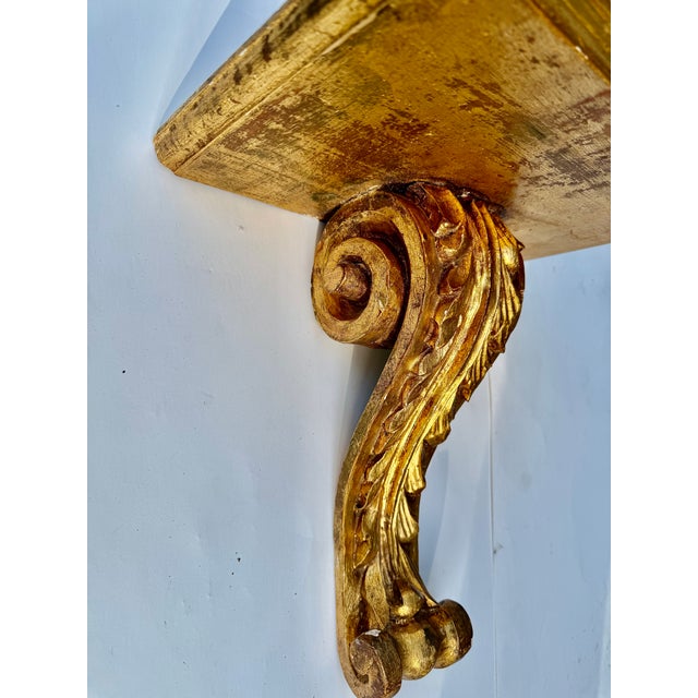 Large Italian Giltwood Acanthus Leaf Wall Bracket Shelf, 20th Century For Sale - Image 11 of 13
