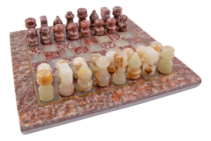 Mid-Century Marble Chess Set with Box