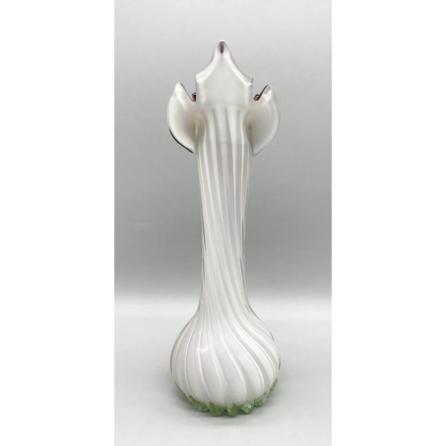 20th Century Murano Style Cased Glass White and Purple Vase For Sale In Houston - Image 6 of 9