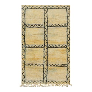 Vintage Moroccan Rug, Gold & Black With Geometric Patterns - Rug & Kilim For Sale