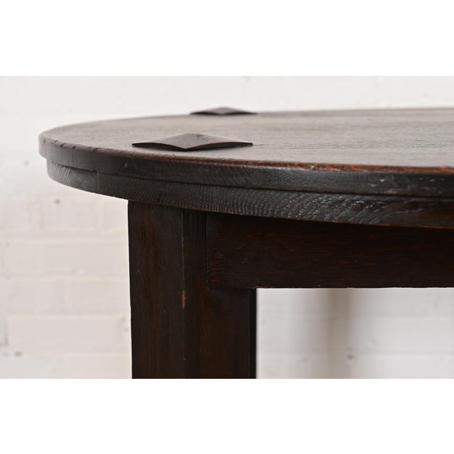 Miller Cabinet Co. Antique Mission Oak Arts & Crafts Center Table or Lamp Table, Circa 1910 For Sale In South Bend - Image 6 of 10