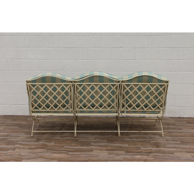 Vintage Hervé Baume French Wrought Iron Three-Seat Garden Sofa With Original Cushions, Circa 1970s For Sale - Image 11 of 18