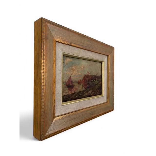 Antique 20th Century European Coastal Seascape Oil Painting - Framed For Sale - Image 4 of 8