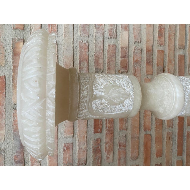 Italian Empire Carved Carrara Marble Pedestal Tables, 1890s, Set of 2 For Sale - Image 9 of 18