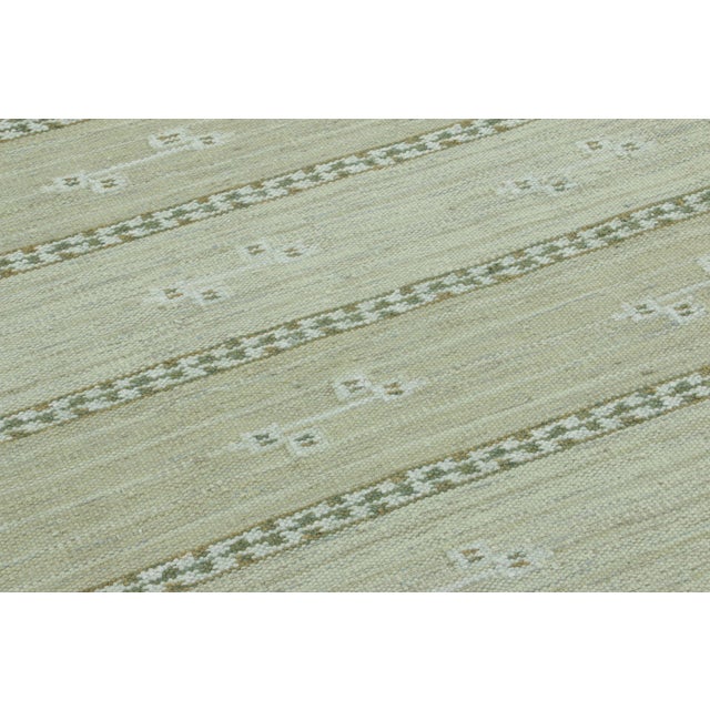 Contemporary Rug & Kilim’s Scandinavian-Inspired Rug, “Marta Stripe" Design in Sage and Olive For Sale - Image 3 of 7