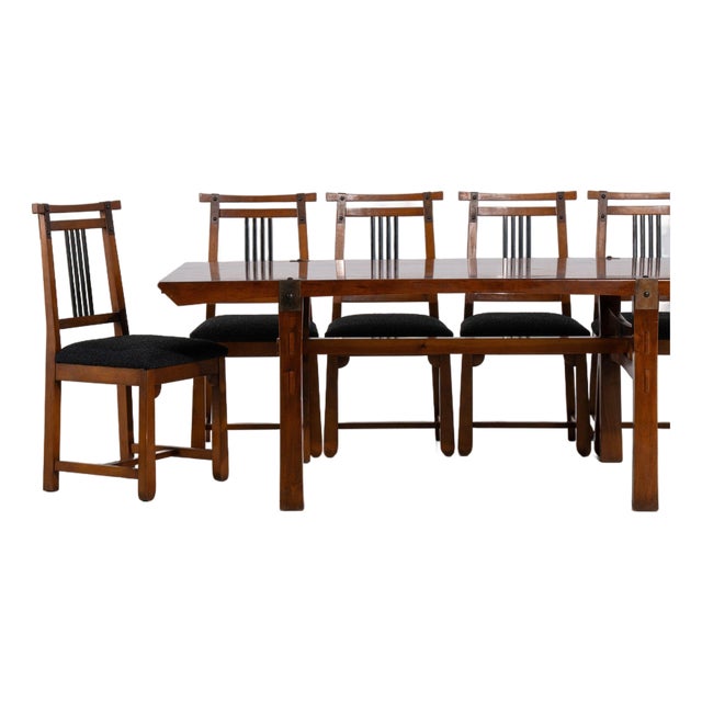 19th Century France Black Wood Dining Set For Sale