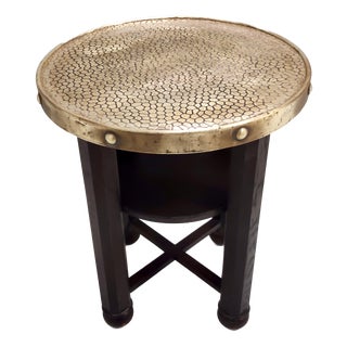 Secessionist Coffee Table with Shelf and Round Brass Top from Durmast, Austria, 1920s For Sale