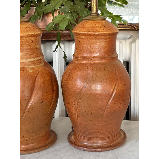 Contemporary 1970s Pair Studio Pottery Lamps For Sale - Image 3 of 7