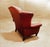 Red Vintage Red Leather Wingback Chair & Ottoman For Sale - Image 8 of 8