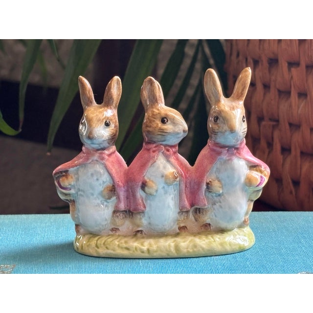Royal Albert 1954 Royal Albert Beatrix Potter Porcelain Bunny Rabbit Trio For Sale - Image 4 of 9