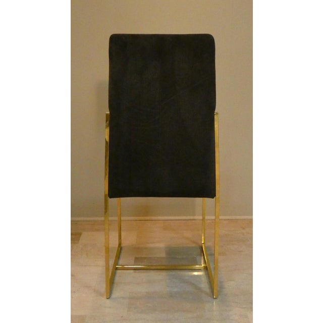 Suede and Gilded Steel Chairs, Italy, 1970s, Set of 6 For Sale - Image 4 of 18