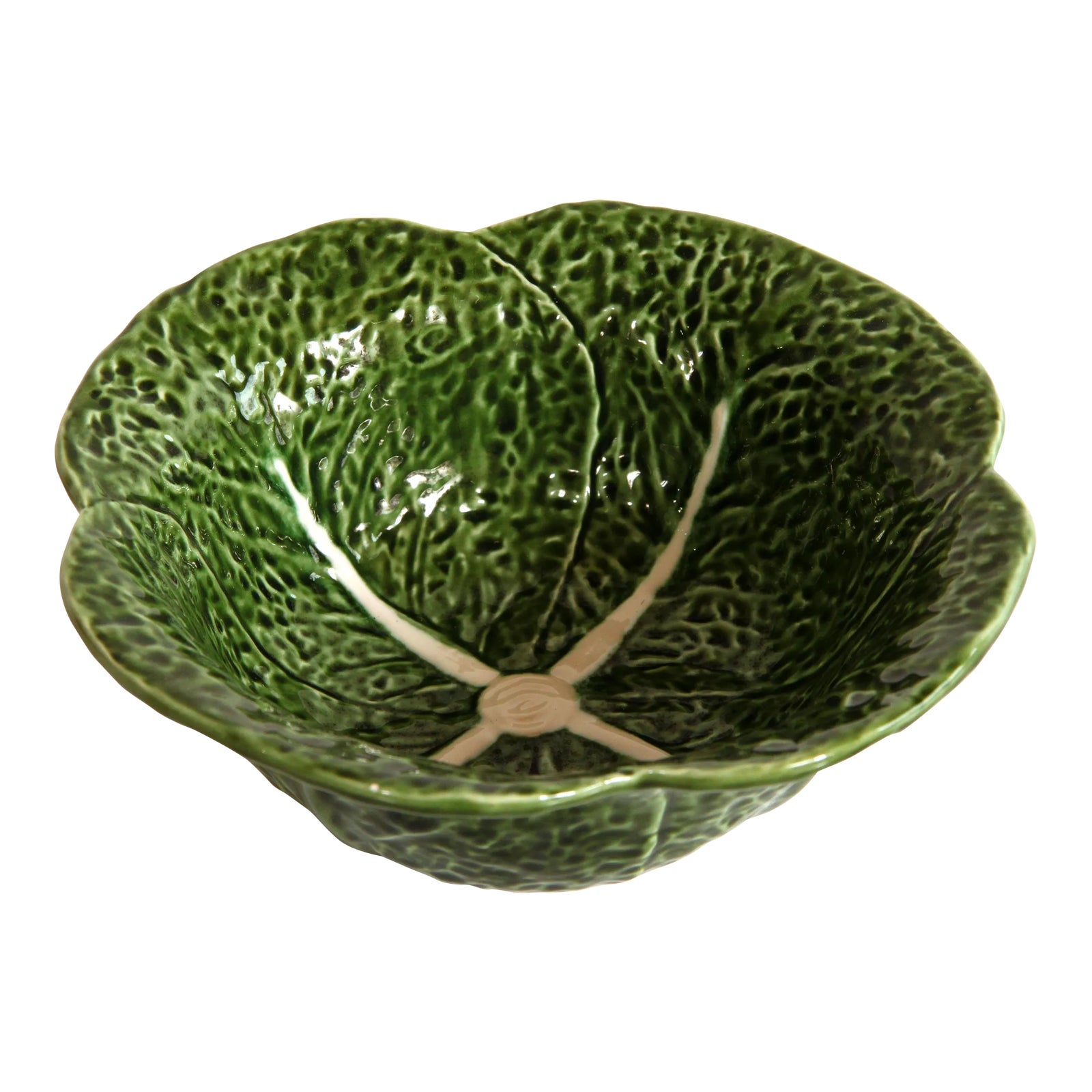 Vintage Trompe l'Oeil Cabbage Leaf Serving Bowl From Portugal Aka Cabbageware