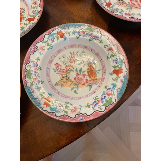 Ceramic Mid 19th Century Minton Poonah Pattern Rimmed Bowls- Set of 12 For Sale - Image 7 of 8