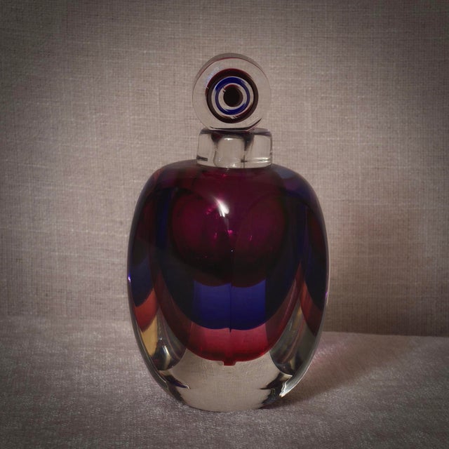 Blue Mid-Century Modern Murano Glass Perfume Bottle, Italy, 1990s For Sale - Image 8 of 10