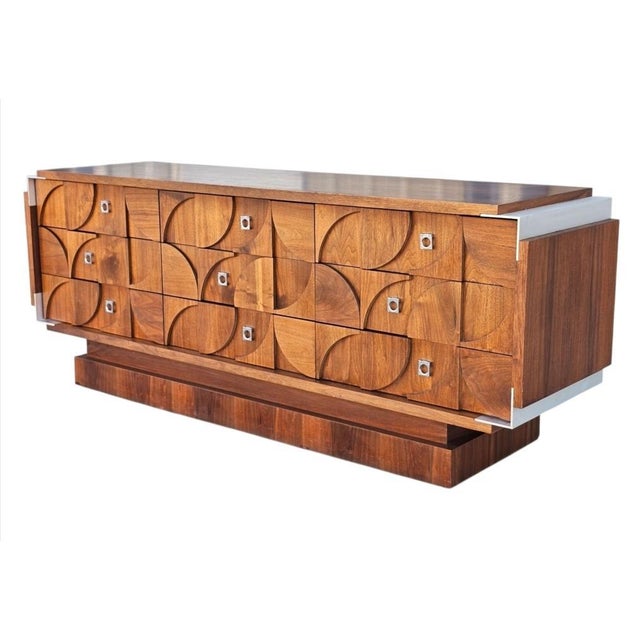 Mid Century Mosaic Brutalist Modern Walnut Dresser by Tobago For Sale - Image 17 of 18