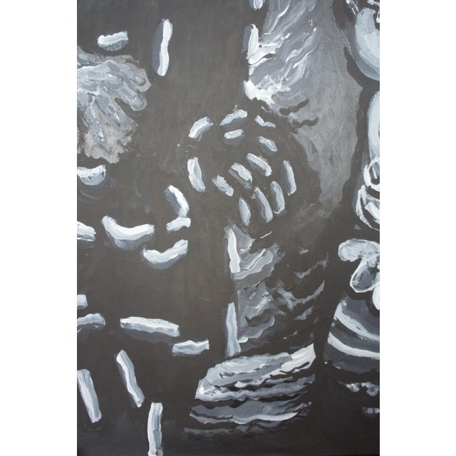 1980s The Senate Tom Keesee Black & White Expressionist Acrylic Painting For Sale - Image 4 of 13