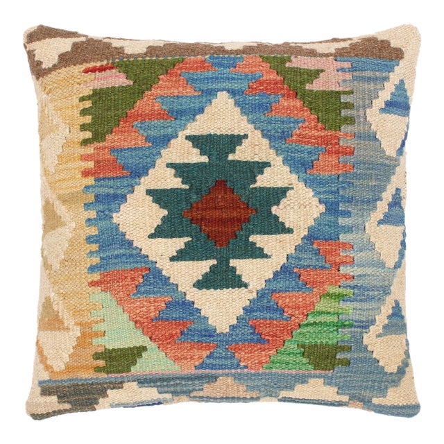 Bohemian Turkish Mikki Hand Woven Kilim Throw Pillow For Sale