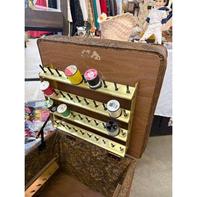 Vintage Sewing Ottoman Is a Unique Piece of Mid-Century Furniture For Sale - Image 4 of 5