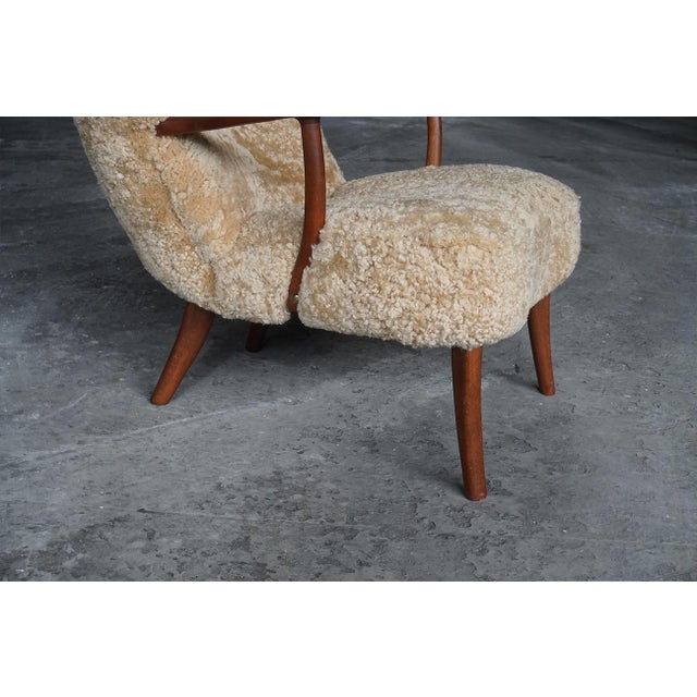 Prague Chairs in Real Sheepskin from Madsen & Schübel, Denmark, 1960s, Set of 2 For Sale - Image 6 of 12