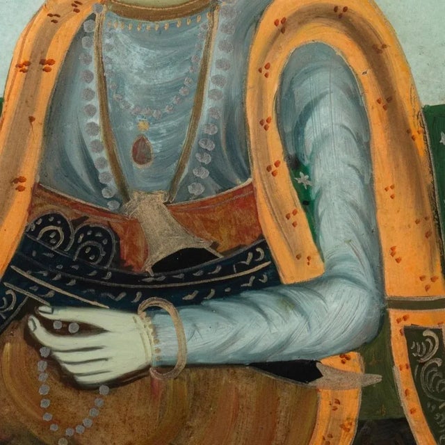 19th Century Indian Reverse Glass Painted Portrait of Nobleman For Sale - Image 5 of 6