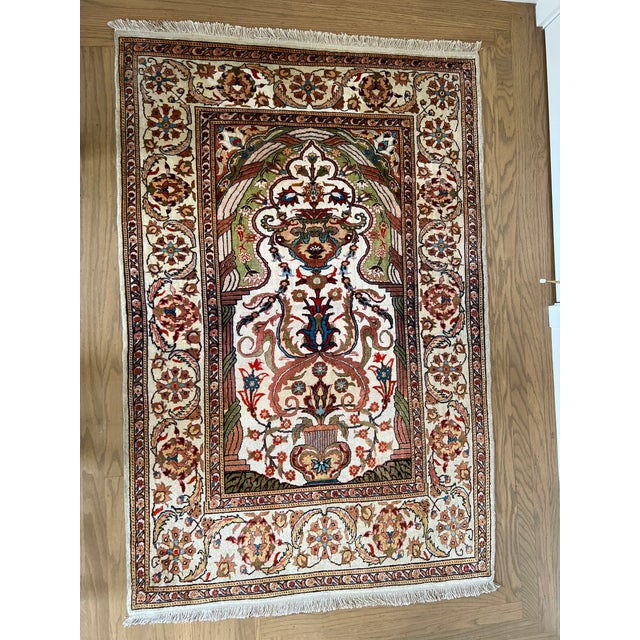 Vintage Turkish Hereke Silk Textile For Sale - Image 4 of 7